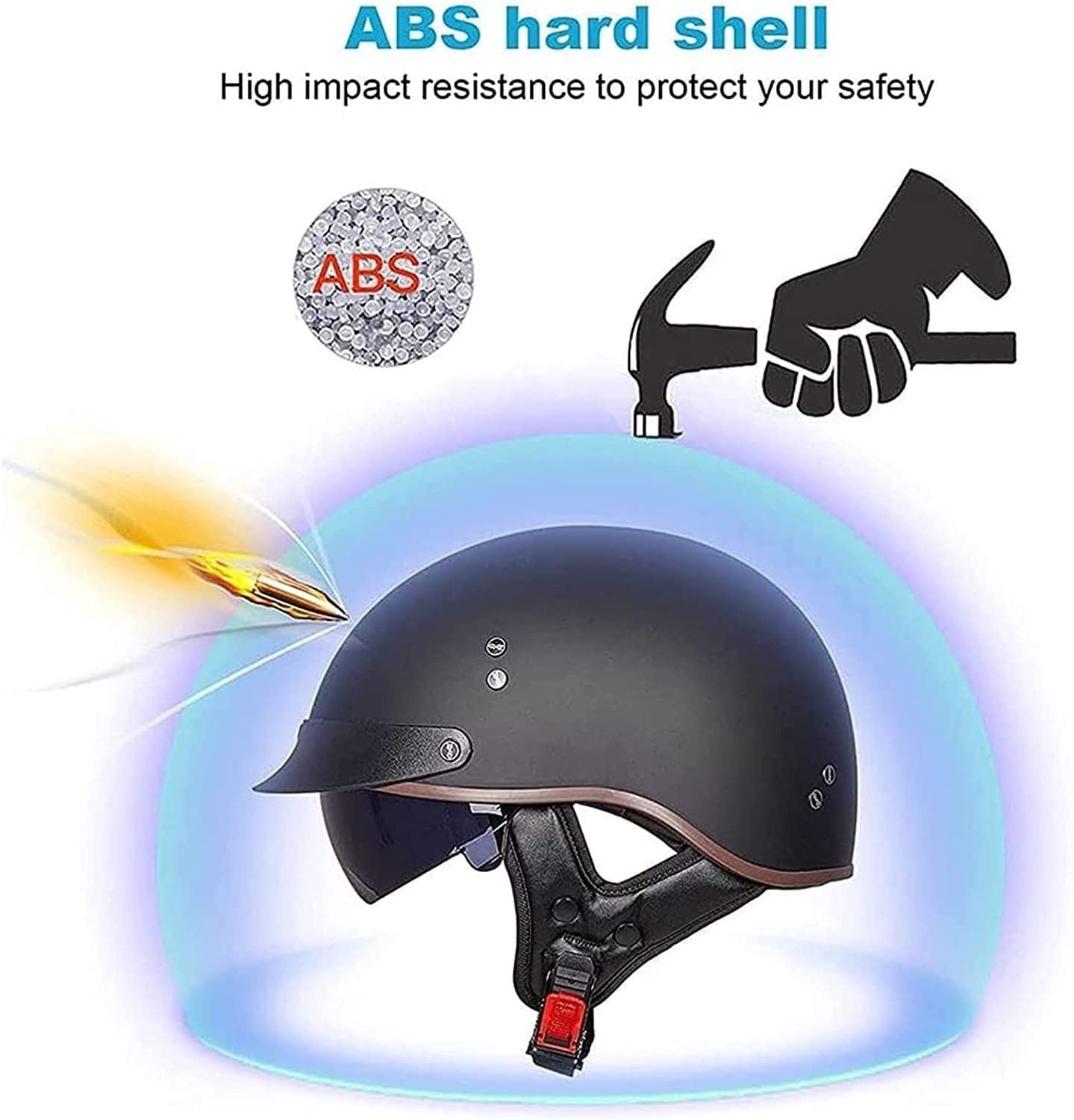 Halve Motorhelm Cruiser Chopper Biker DOT/ECE Goedgekeurd Open Gezicht Motorhelm ABS Plastic Volwassen Motorbike Scooter Helm for Mannen En Vrouwen Vintage Duitse Stijl (Color : 3, Size : 55~56CM Halve Motorhelm Cruiser Chopper Biker DOT/ECE Goedgekeurd Open Gezicht Motorhelm ABS Plastic Volwassen Motorbike Scooter Helm for Mannen En Vrouwen Vintage Duitse Stijl (Color : 3, Size : 55~56CM