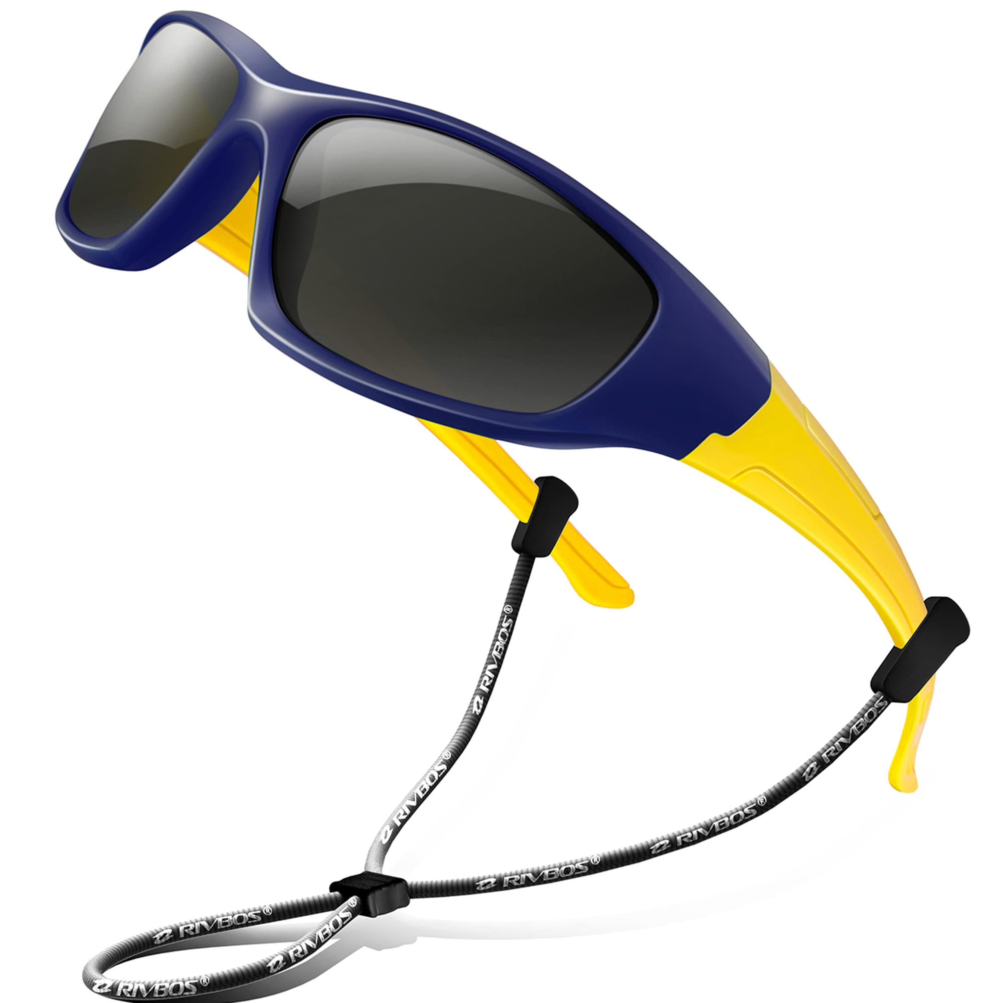 RIVBOS Kids (Age 3-8) Sunglasses Polarized UV Protection Flexible Rubber Glasses Shades with Strap for Boys Girls RBK037