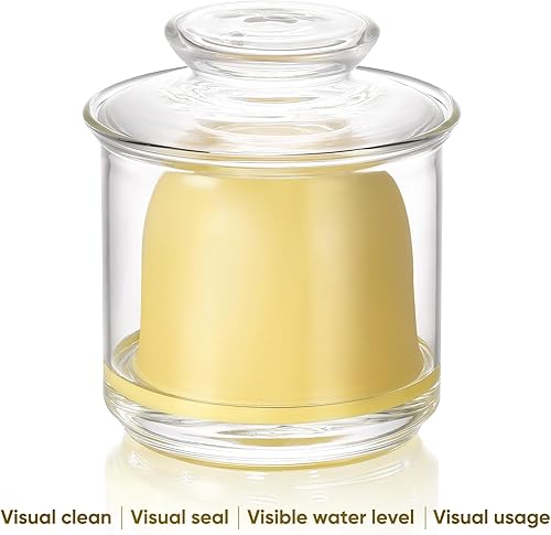 Vista 2 de Butter Crock, Elegant Crystal Glass French Butter Dish for Fresh Spreadable Butter, Butter Keeper, Glass Butter Keeper to Leave On Counter