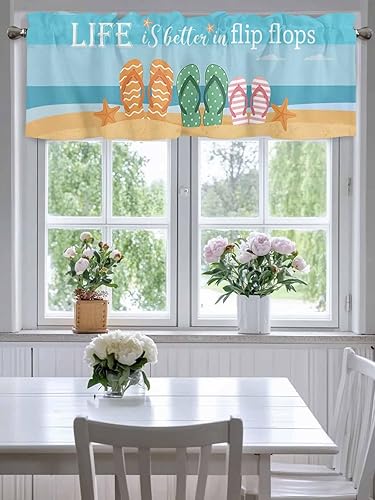 Miniatura 6 de Savannan Cenefas de playa, cenefas de verano con dibujos animados en el mar, la vida en la playa es mejor en chancletas con bolsillo para barra