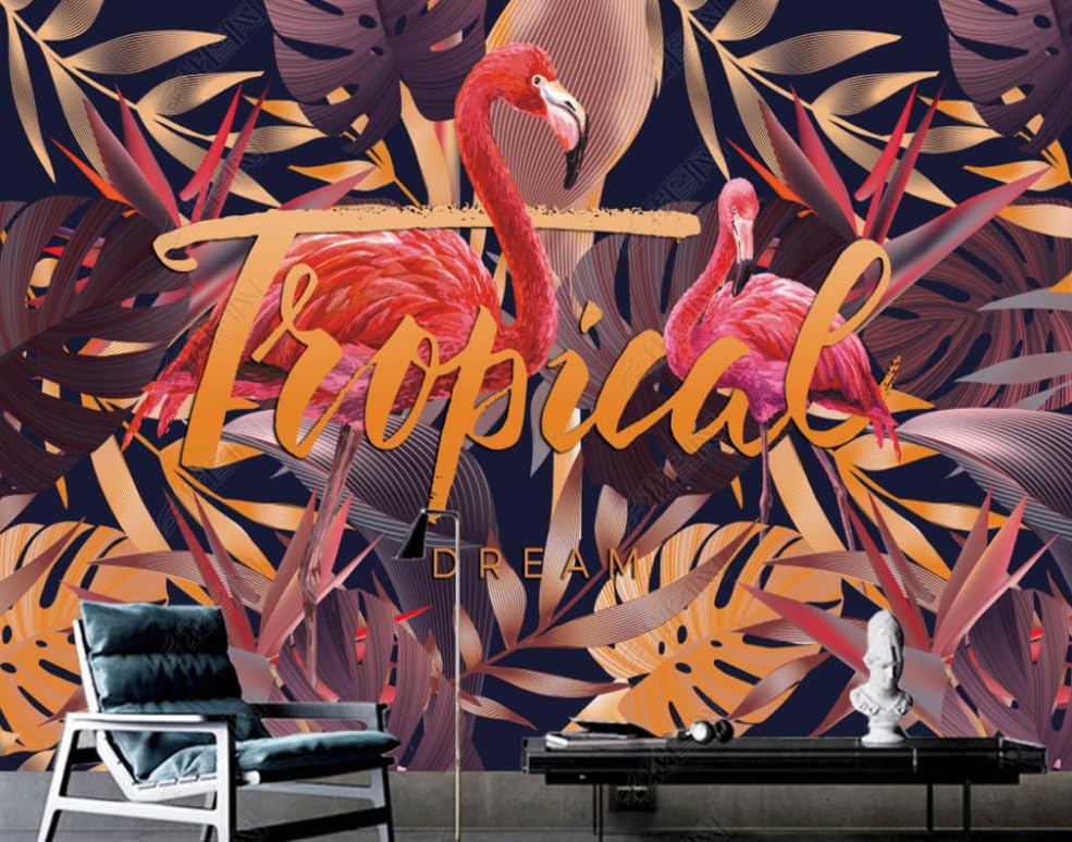 Papier Peint Intissé Flamant Rose pour Chambre et Grand Salon