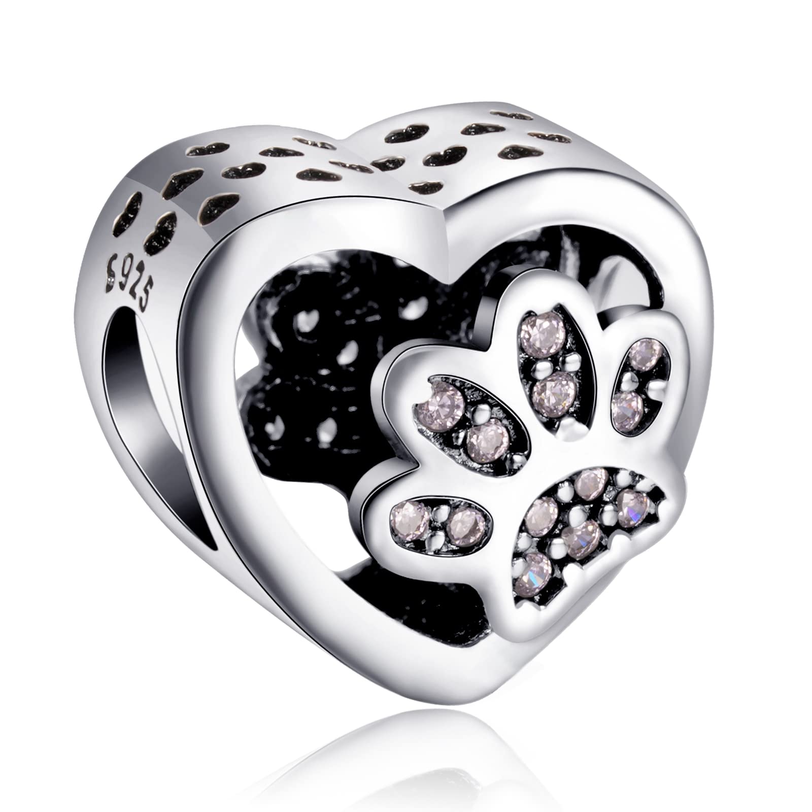 LaMenars Charms Animal Dangle 925 Sterling Silver Tier Anhänger mit Zirkonia passt Europa Charm Armband Halskette, Geschenke für Frauen