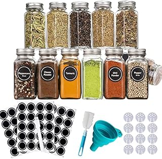 12 Pcs Glass Spice Jars 4oz Square Empty Seasonings Bottlesfor Spice Herbs Small Items Storage and Organization with Shaker Lids Storage Tanks and Spice Bottles