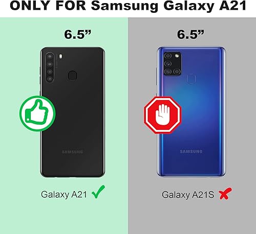 Miniatura 2 de Silverback Funda para Galaxy A21, funda con purpurina holográfica líquida en movimiento con soporte, anillo de diamantes de imitación para niñas y