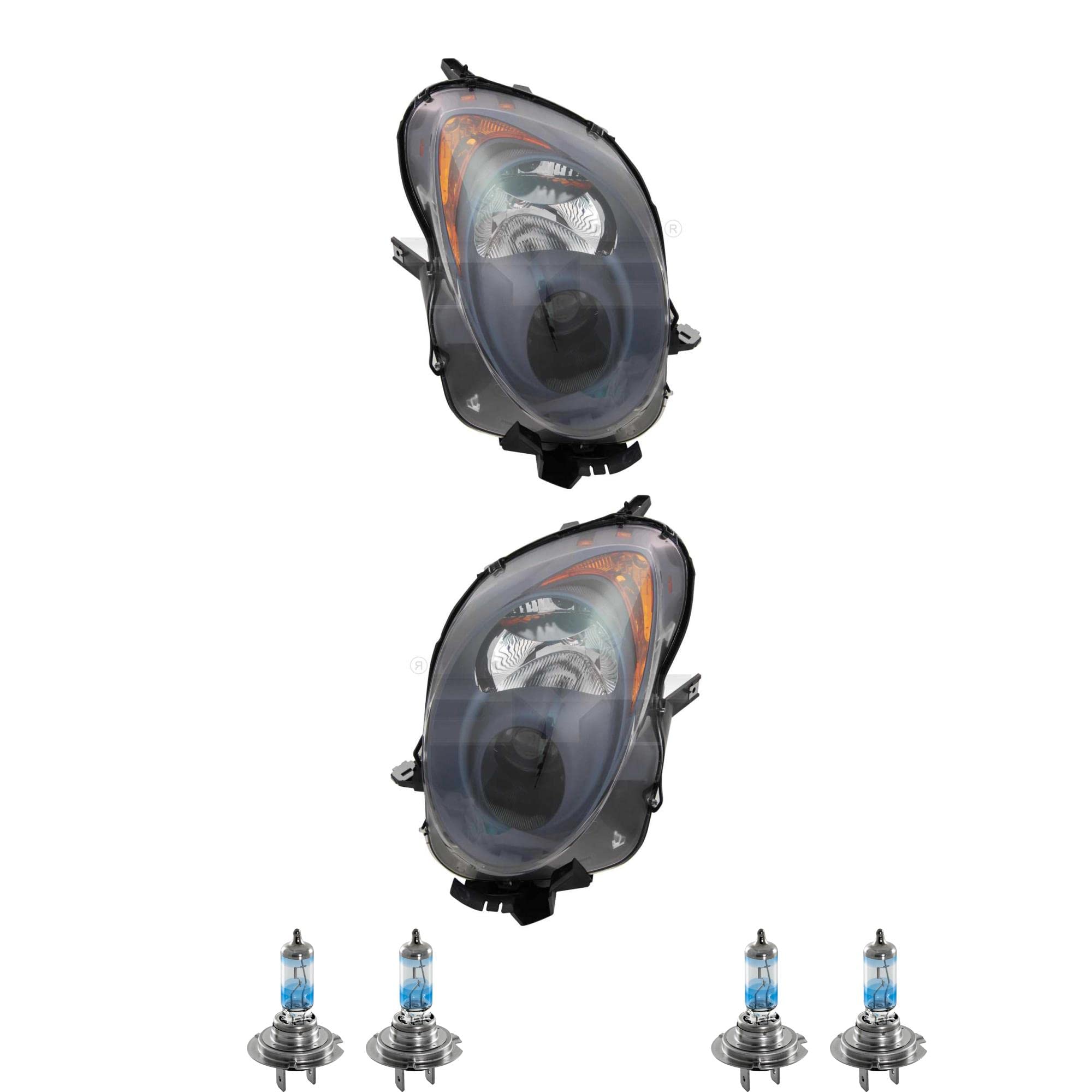 Set 106576065 creato con faro sinistro e destro + NIGHT BREAKER 200 H7 lampadina compatibile con Mito