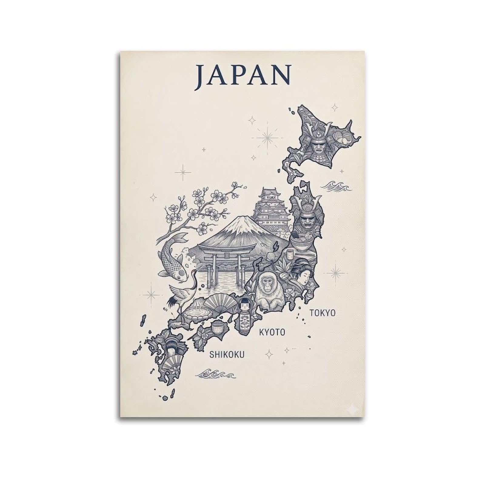 OKAHYS Vintage Japan Travel Artwork Poster Decorative Painting Canvas Wall Artworks Picture 16x24inch(40x60cm)