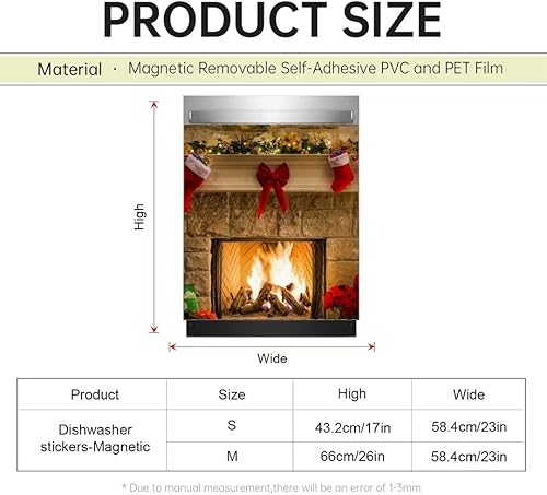 Miniatura 7 de JAJO Calcomanía magnética de vinilo con cubierta magnética de vinilo para chimenea de Navidad, decoración del hogar, 23 x 26 pulgadas (Navidad06)