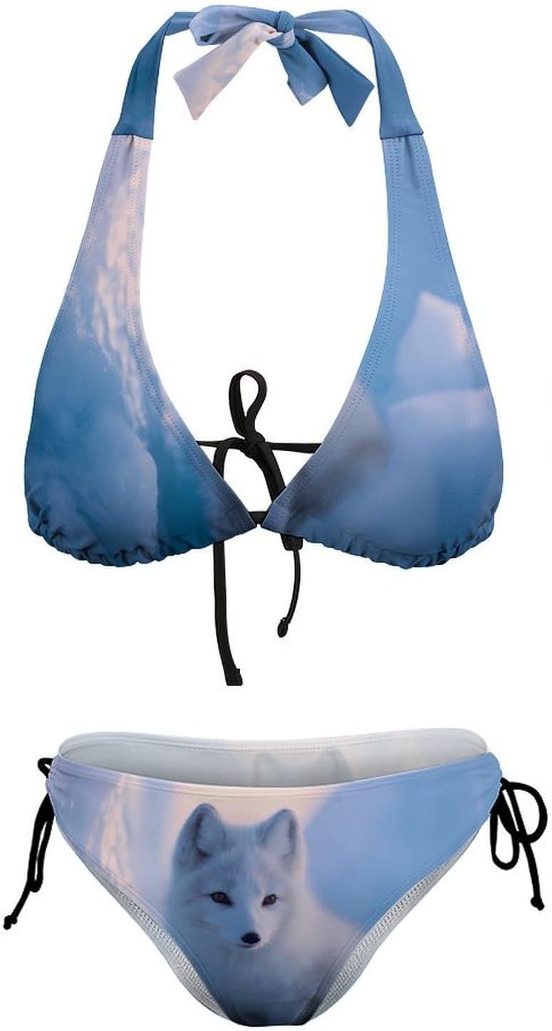 Arctic1 Fox1 Novelty Women's 2 Piece String Bikini Set Swimsuits Bathing Suit Swimwear
