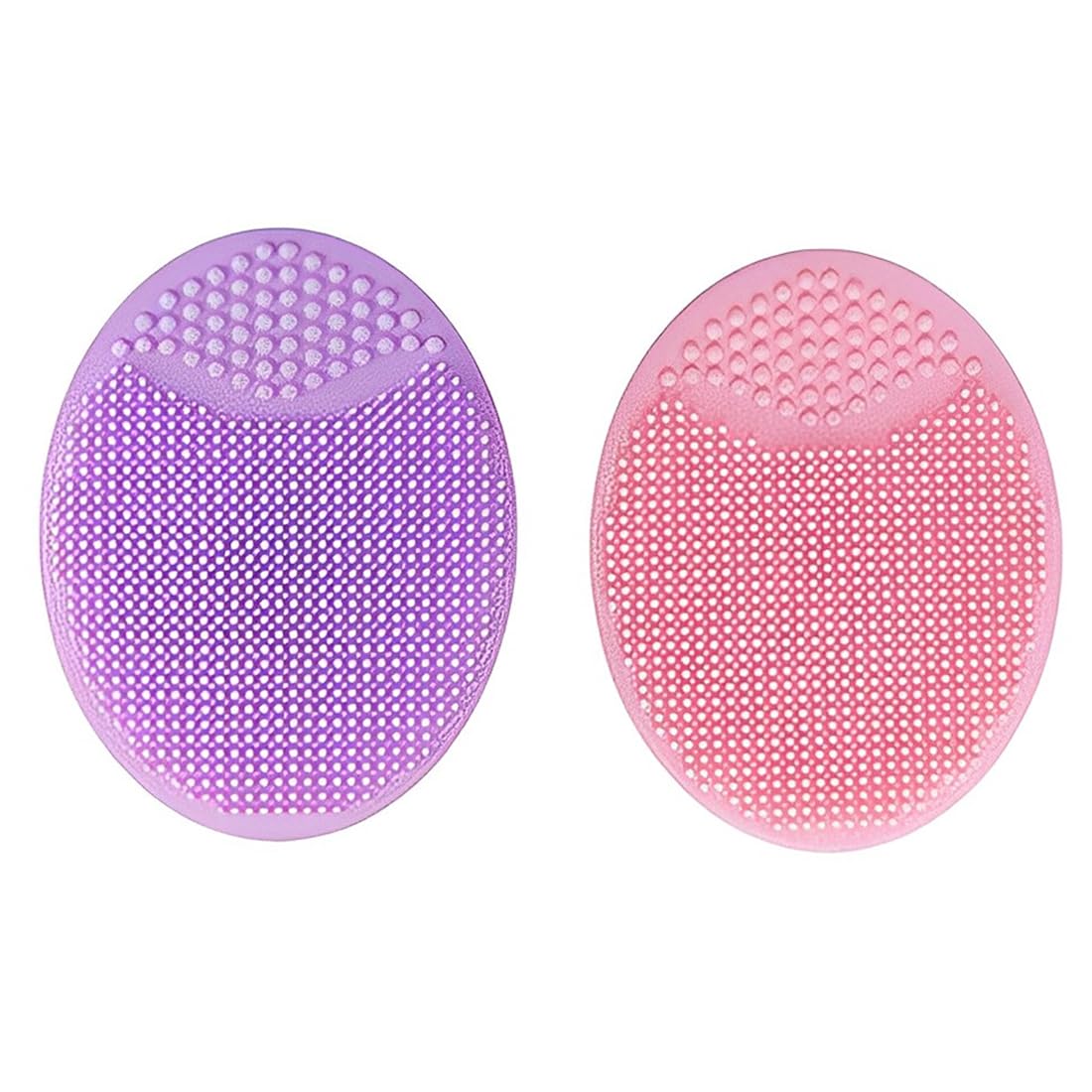 Cepillo de Limpieza Facial de Silicona Suave 2 Pcs para Exfoliante de Poros Rosa Violeta