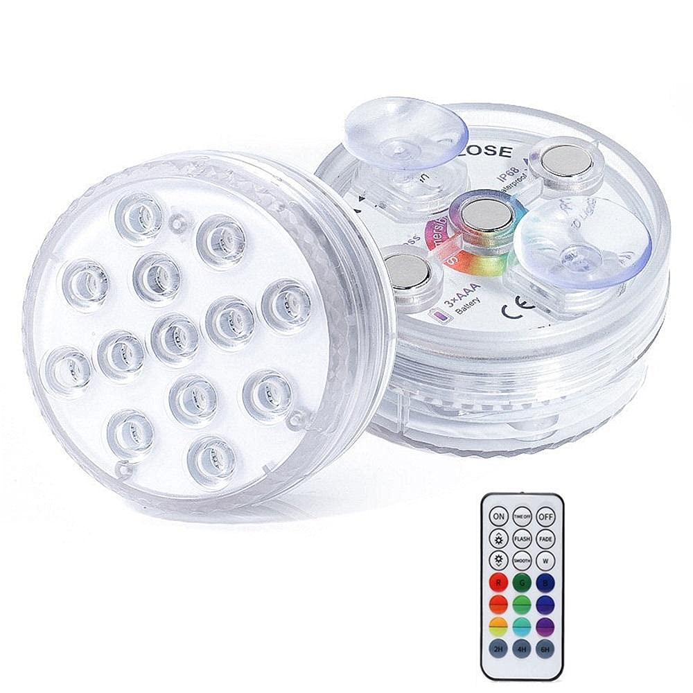 13 LED SUBMERSIBLES DE RGB LED con imán y ventosa Piscina Luz de la luz de la luz de acuario bajo el agua Luz de noche-2 controlador de lámpara 1