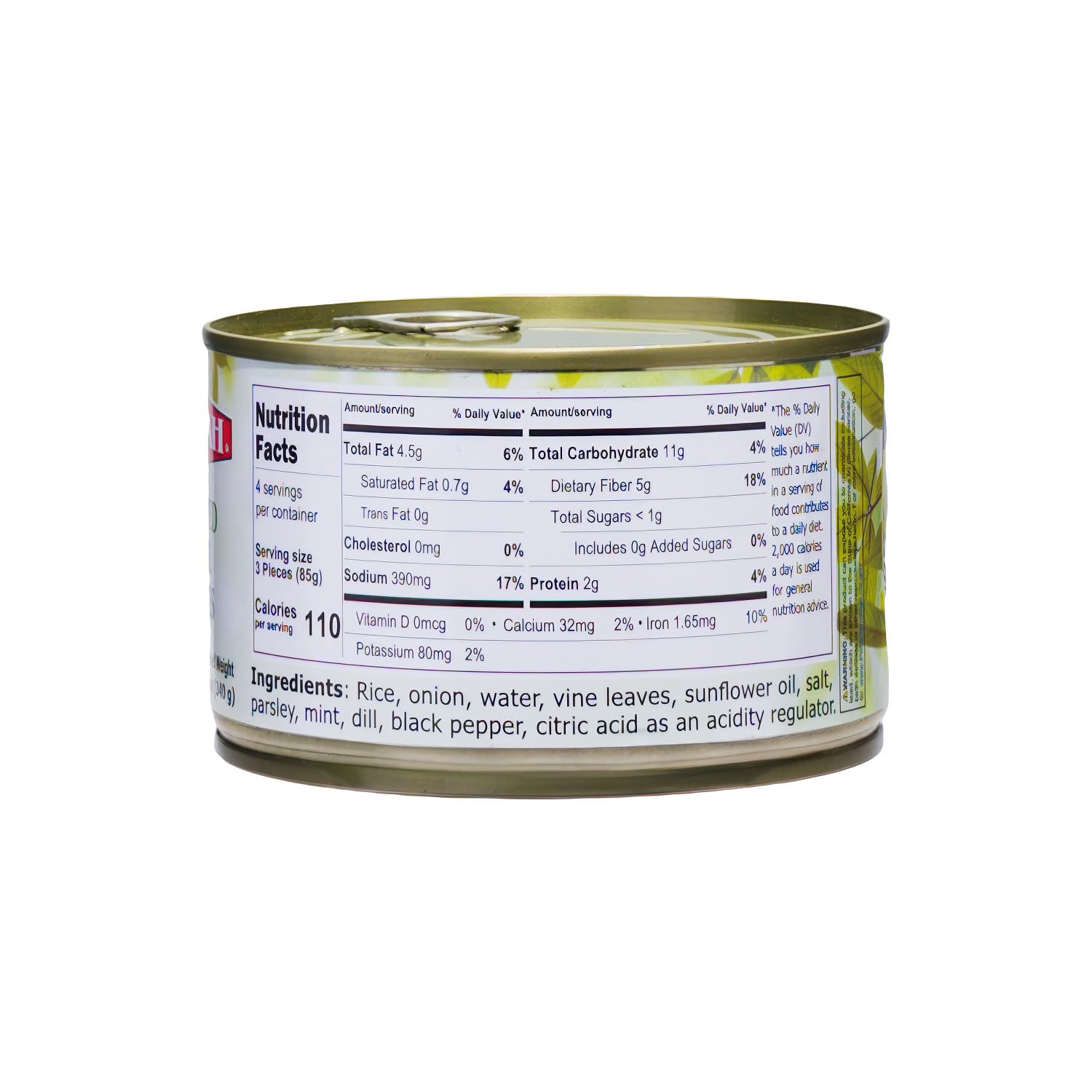 Tazah Dolmas Stuffed Grape Leaves 14.1oz Turkish Stuffed Leaves Vegetarian Ready to Eat Easy Open Can 400g