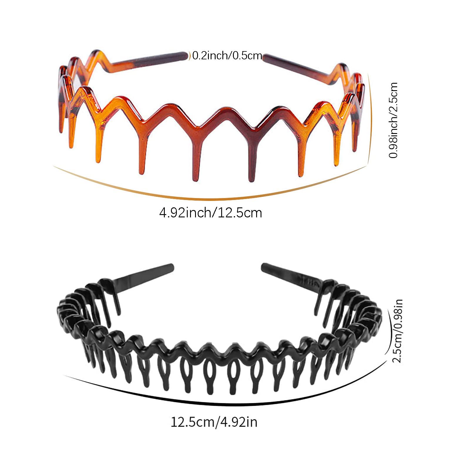 Tooth Comb Bands,6 Pcs Plastic Tooth Hair Comb Headband Comfort Wavy Toothed Hairband Hard Headbands Shark Tooth Hair Bands for Hair Styling - Image 2
