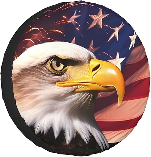 Cubierta de neumático de repuesto con bandera estadounidense de águila, remolque, camión, RV, SUV, cubierta universal de viaje de 17 pulgadas