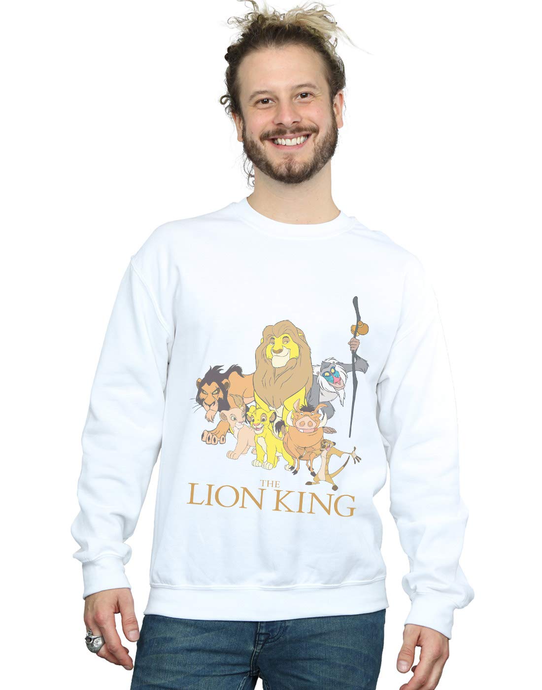 Disney Men's White The Lion King Group Sweatshirt Extra Large