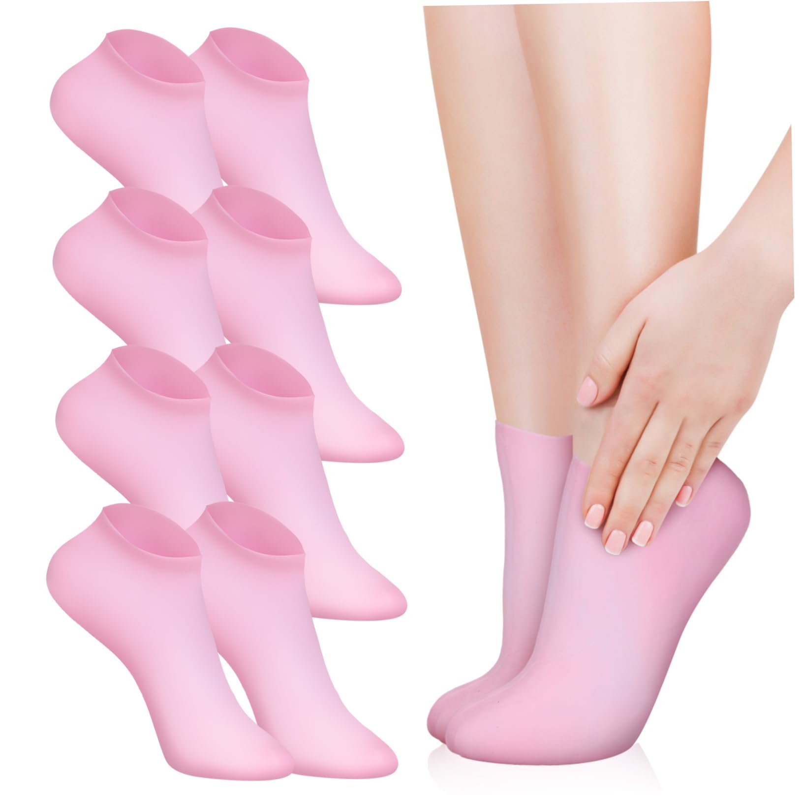 FOMIYES Elastic Fit Silicone Socks 5 Pairs for Women Moisturizing Warm Toeless Spa Use Foot Care Supplies