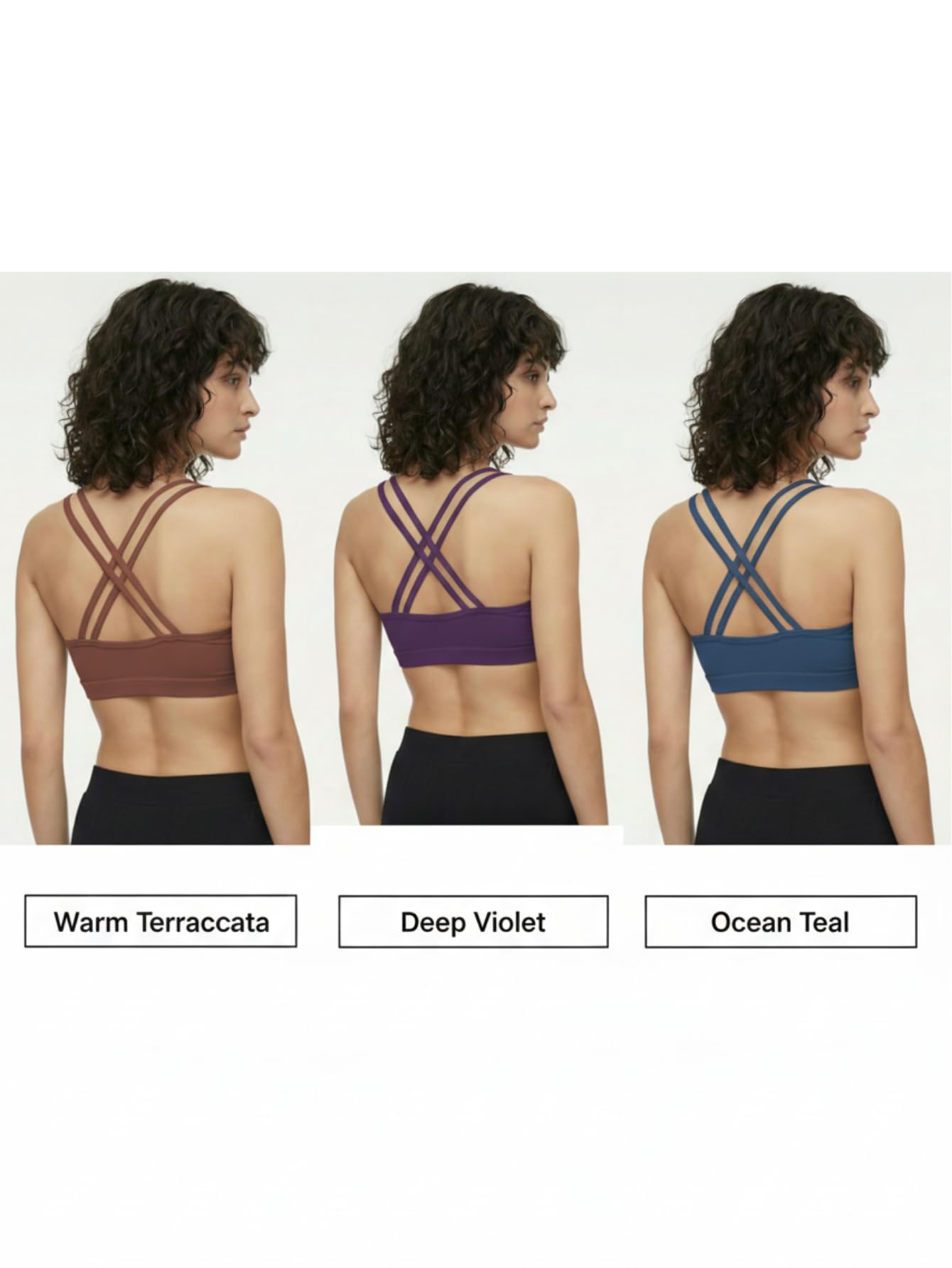 GRECIILOOKS Reggiseno sportivo ad alto impatto, confezione da 3, reggiseno sportivo da donna, non imbottito, abbigliamento sportivo per palestra, reggiseni da allenamento incrociati sulla schiena