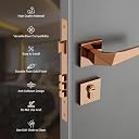 LAPO Mortise Door Lock for Home Main Door & Bedroom with Handle | 50x85mm Body | Heavy-Duty 70mm Cylinder | 3 Brass Keys | Left-Right Fit 30-50mm Door Home Office Hotel | Rose Gold Finish | Ro-126 gallery image