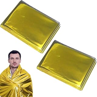 2 Stück Rettungsdecke, 210X160Cm, Eine Seite Gold Eine Seite Silber, Rettungsfolie Wärmedecke Erste Hilfe Notfalldecke