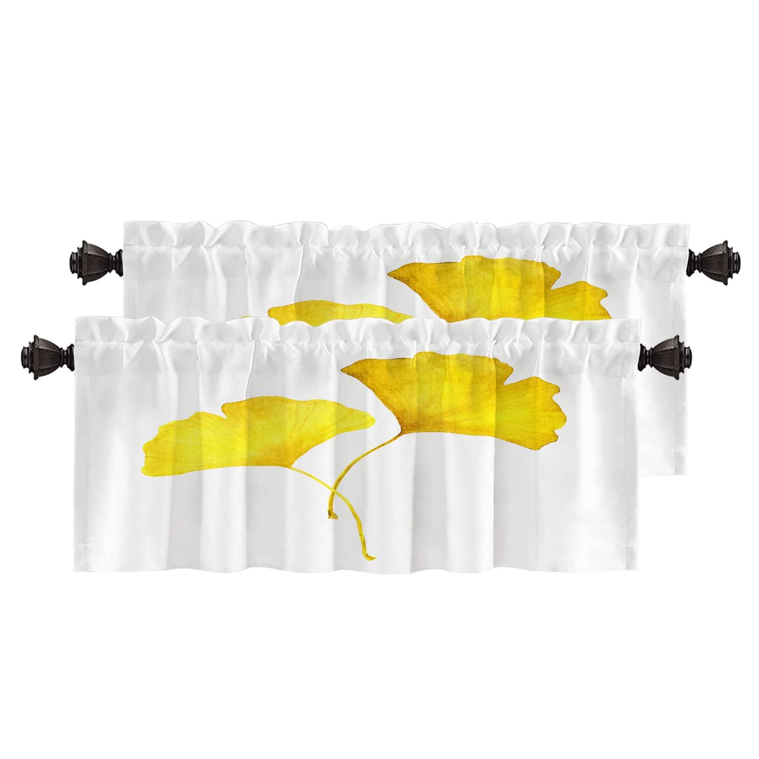 BaoNews Yellow Autumn Leaves Kitchen Valances 