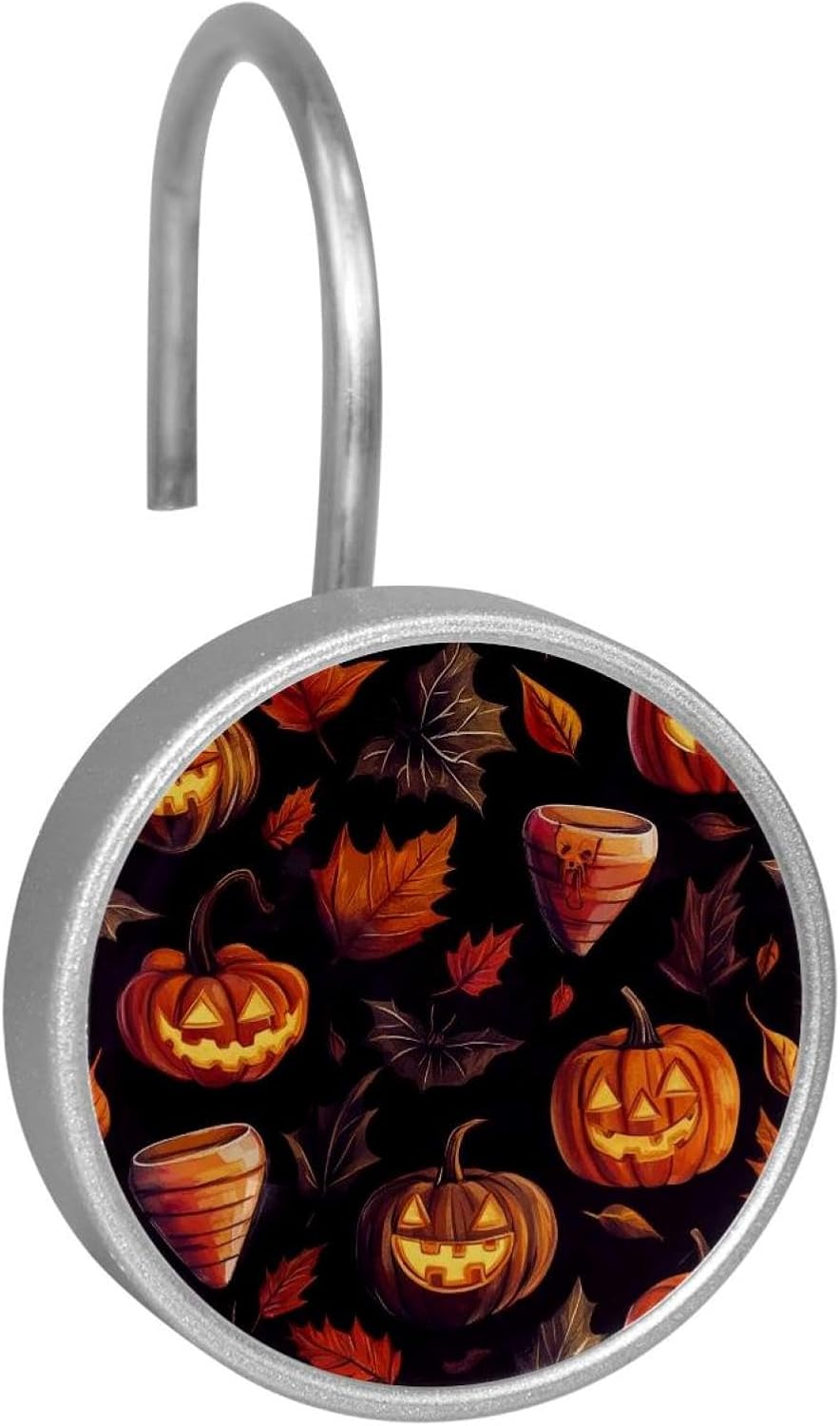 Set of 12 Shower Curtain Hooks, Shower Curtain Rings Crystal Glass Decorative Bathroom Hook, Halloween