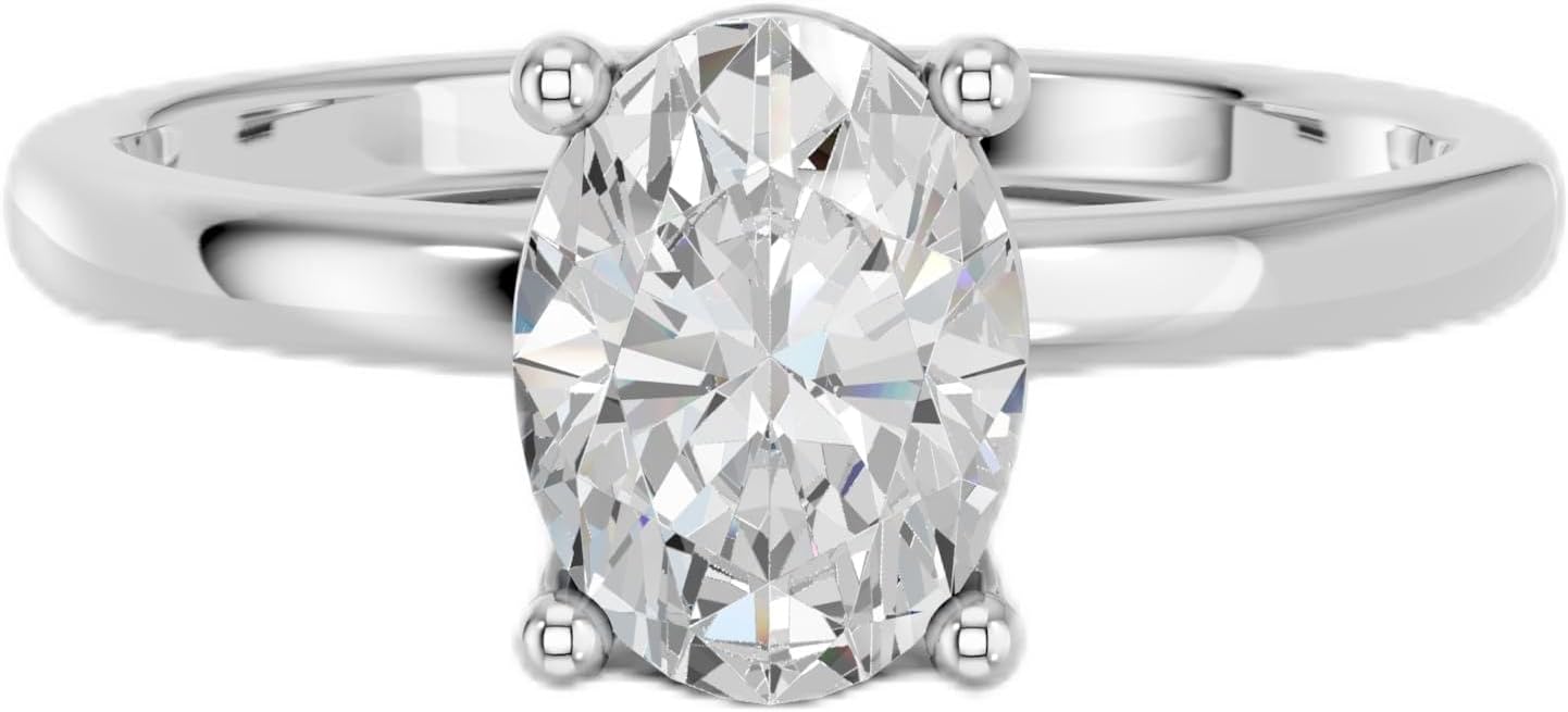 IGI Certified 1 Carat to 5 Carat F/VS Oval Cut Lab Grown Diamond Solitaire Engagement Rings for Women, Made in Solid Gold
