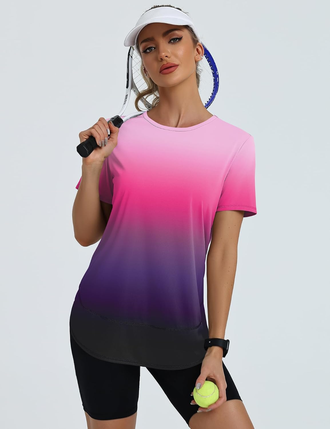 LOMON Womens Workout Tops Short Sleeve UPF50+ Sun Protection Shirts Quick Dry Outfits for Gym Pilates Athletic S-3XL