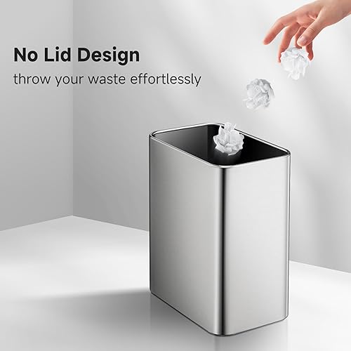 Miniatura 10 de Cubo de basura pequeño para baño de 2.1 galones (negro)