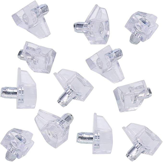 INCREWAY Shelf Support, 100 Pcs 5mm Clear Plastic Shelf Pegs Pins Shelf Holder Clips for