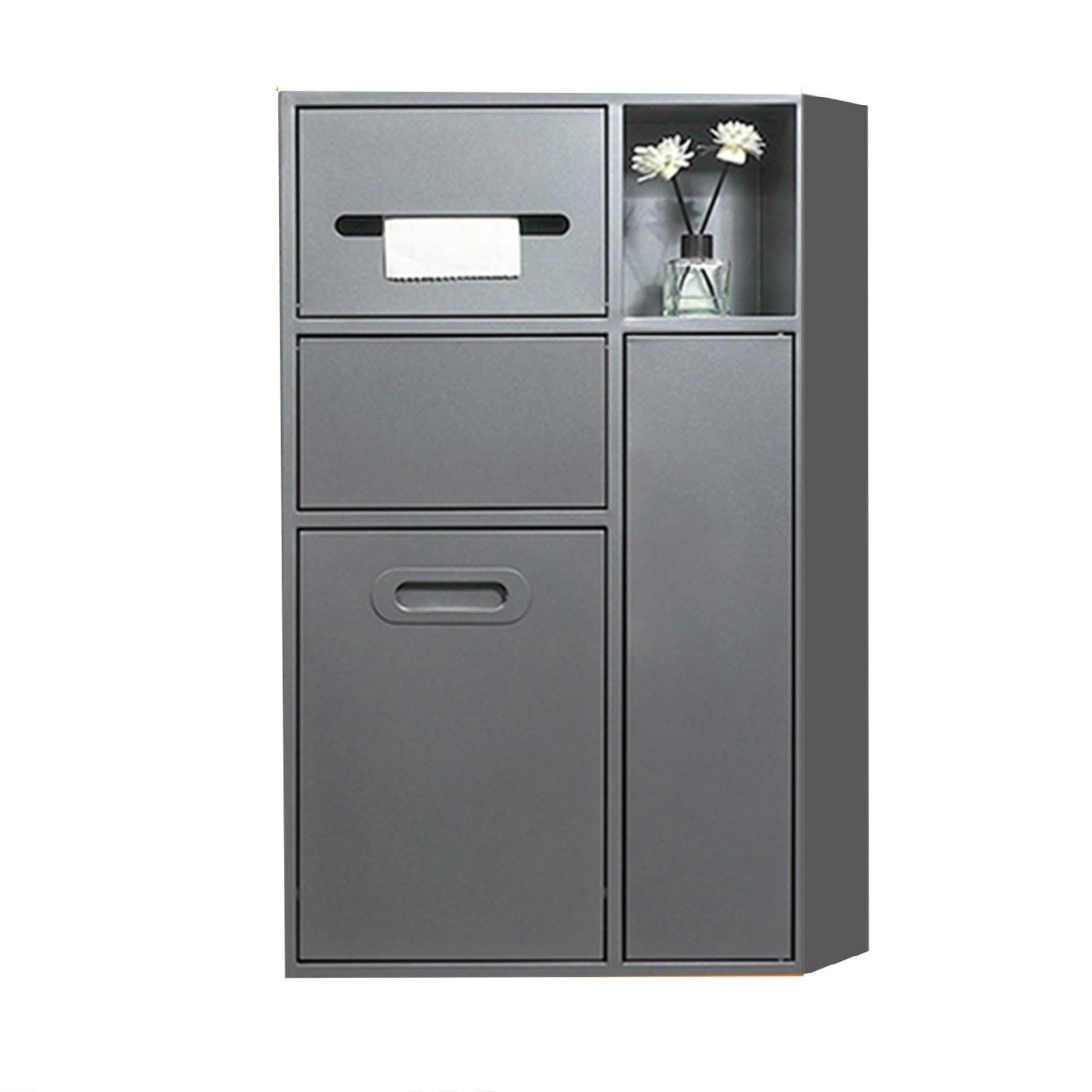Portarrollos De Papel Higiénico De Acero Inoxidable Impermeable con Papelera Integrada, Diseño Que Ahorra Espacio para Baños De Hoteles Y Hogares, 67 X 40 X 14 Cm, Elegante Diseño, Gris.