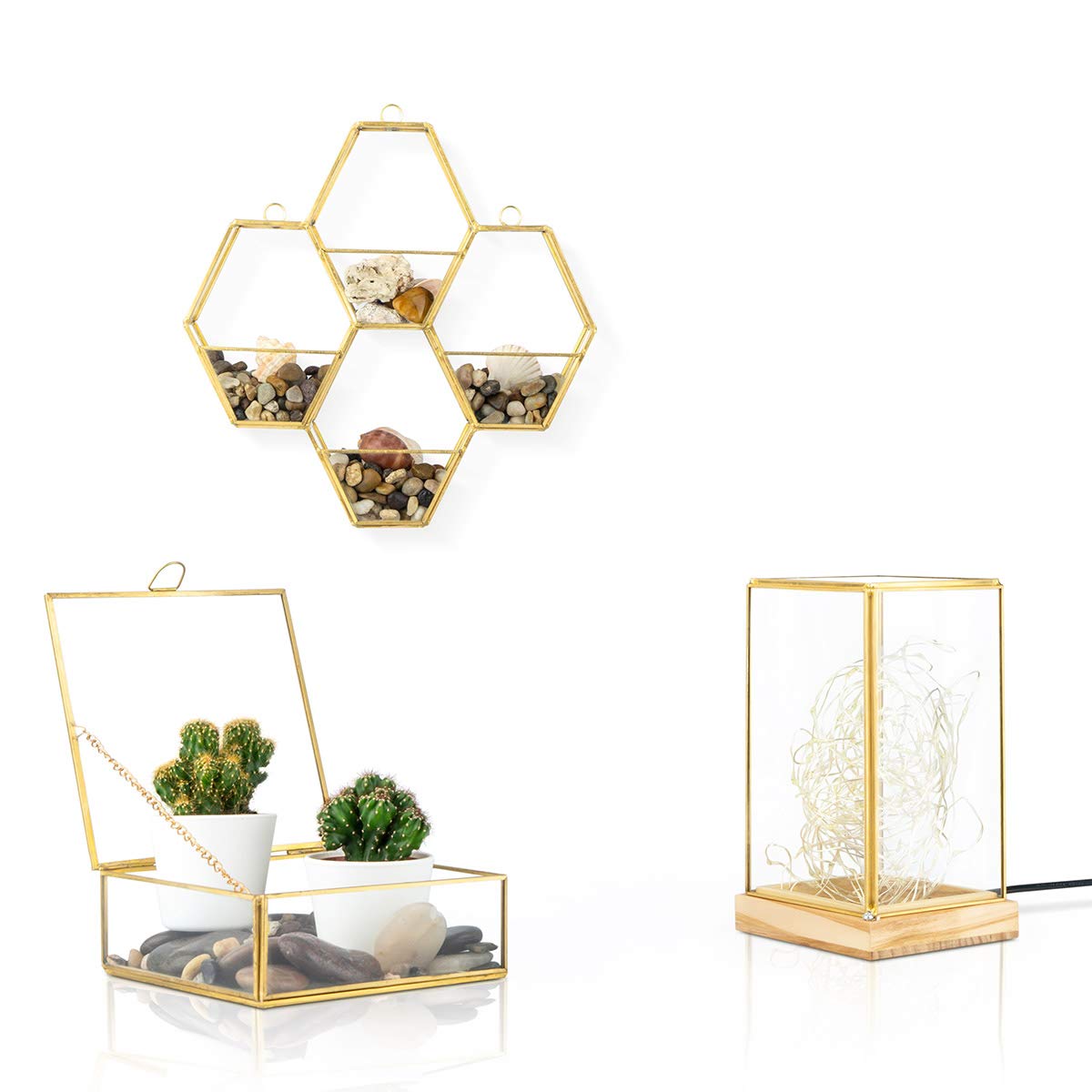 Black Velvet Studio Wall shelf Metal Vintage Gold Hexagonal Floating Shelf Decoration Design