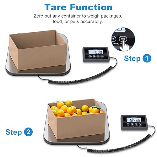 Miniatura 5 de THINKSCALE Báscula de envío, báscula postal digital de 440 lb1 oz para pequeñas empresas, LCD retroiluminado grande con soportetara, báscula para
