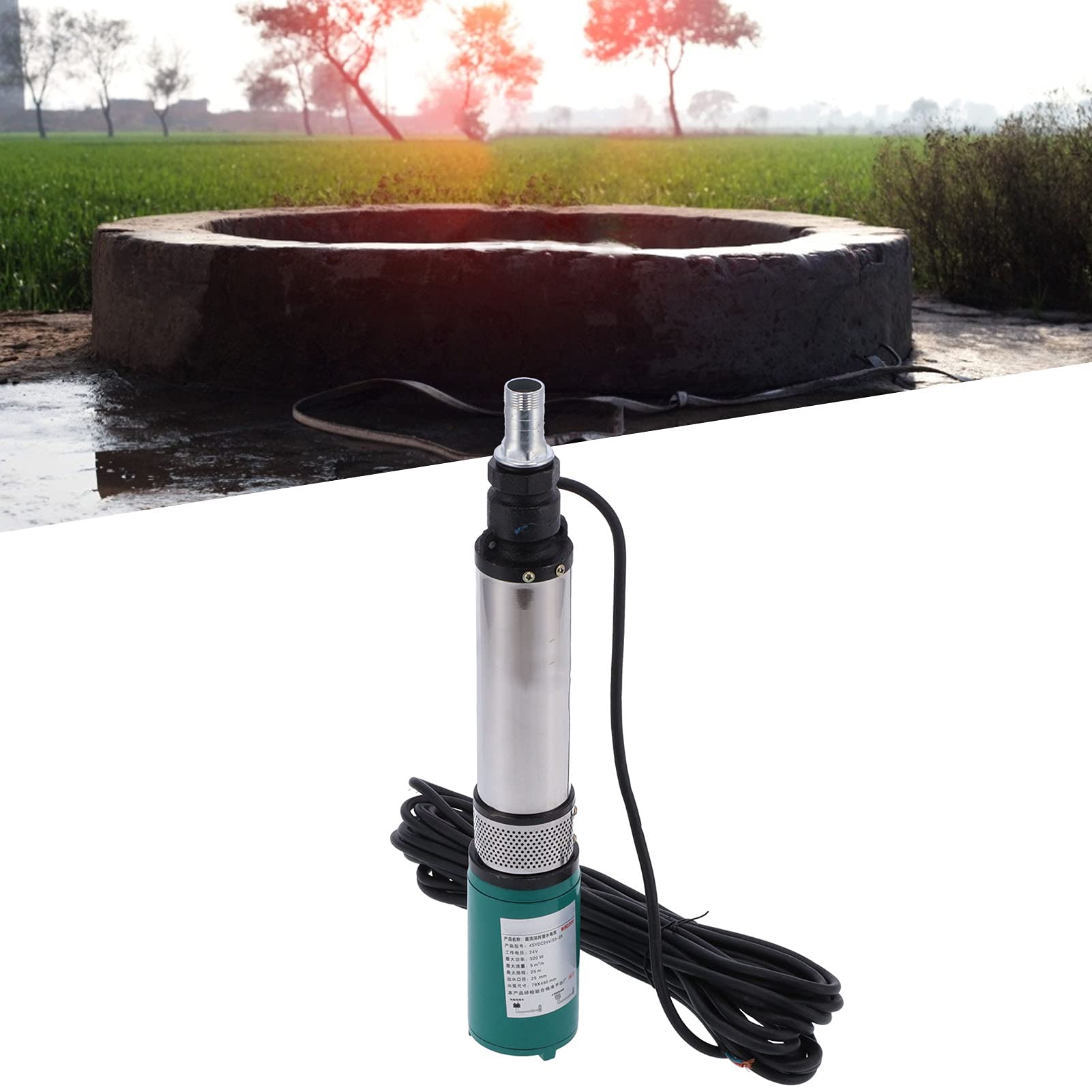 Eujgoov Pompe Sommerse Kit Pompa Acqua Solare DC24V Pompa per Pozzo in Acciaio Inox per Giardino e Laghetto