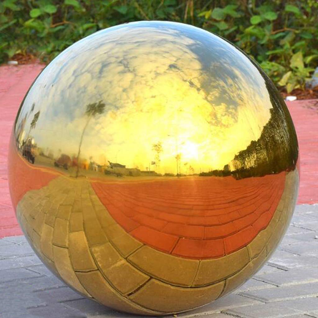 Boule Miroir Dorée En Acier Inoxydable 225mm - Sphère Décorative Jardin Et Maison Brillante