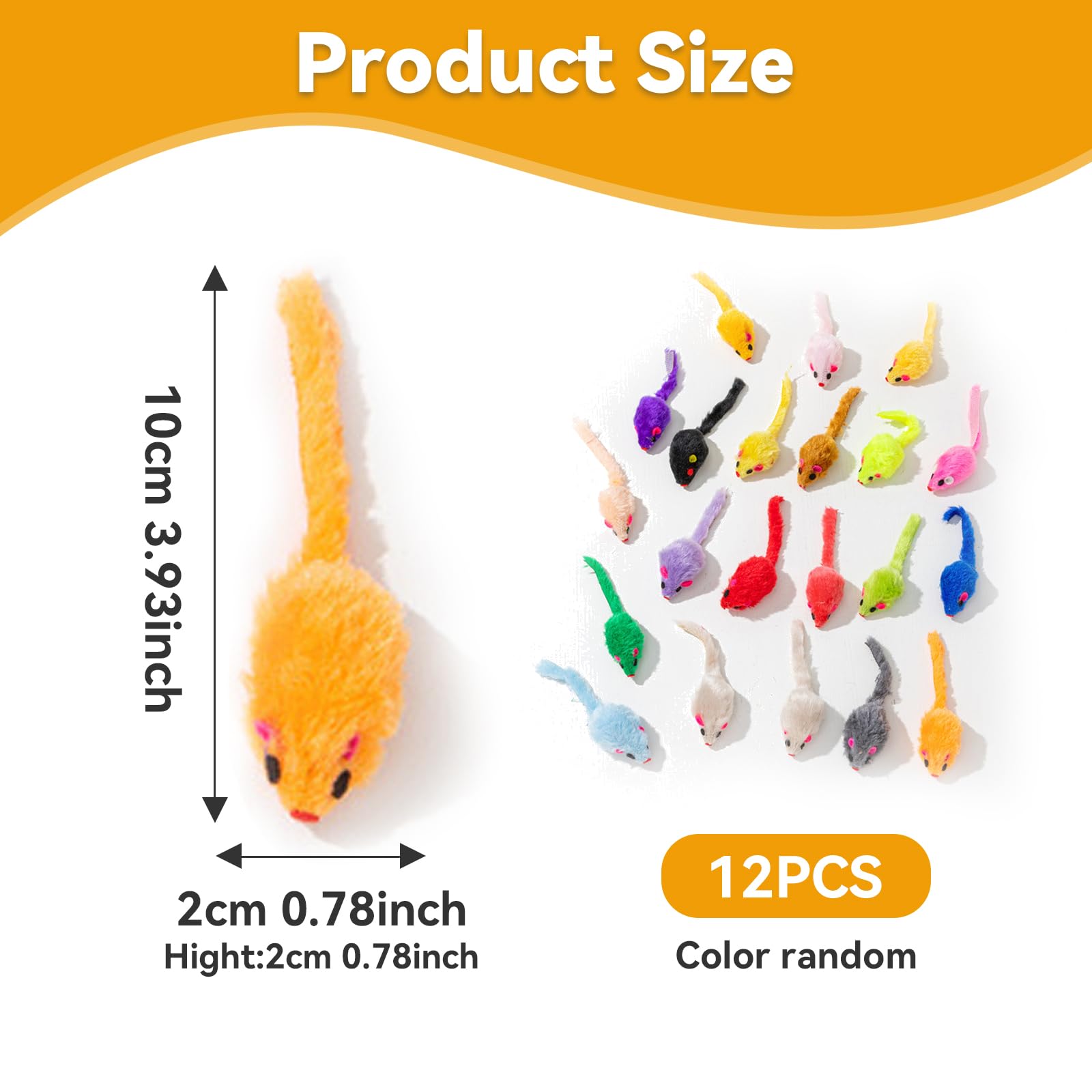 12 Piezas Ratones de Juguete,Color Aleatorio Peluche Ratones Juguetes, Ratón Gato para Gatitos, Interactivo de Hierba Gatera, para Gatito de Interior Jugando y Masticando