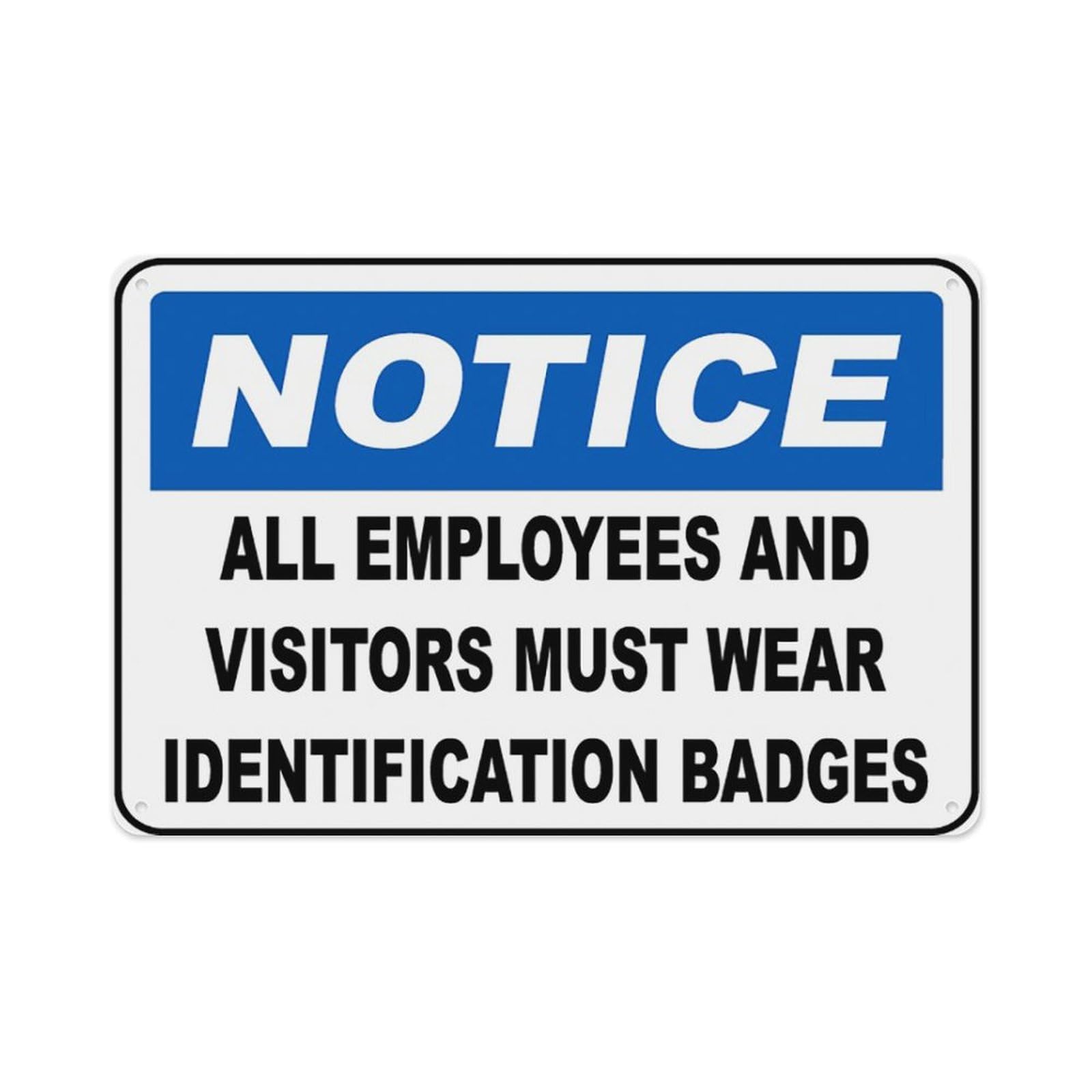 peiyeety Identification Badges Must Be Worn Sign Aluminum Tin Warning Signs For Home Outdoor Garden 12X16 Inches