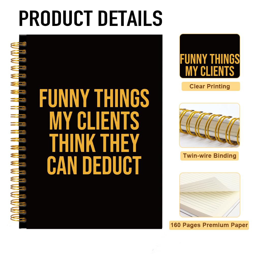 Funny Things My Clients Think They Can Deduct Black Golden Spiral Notebook, Humor Tax Professional Gifts for CPA Tax Preparer Bookkeeper, Diario d'ufficio per il team fiscale del contabile