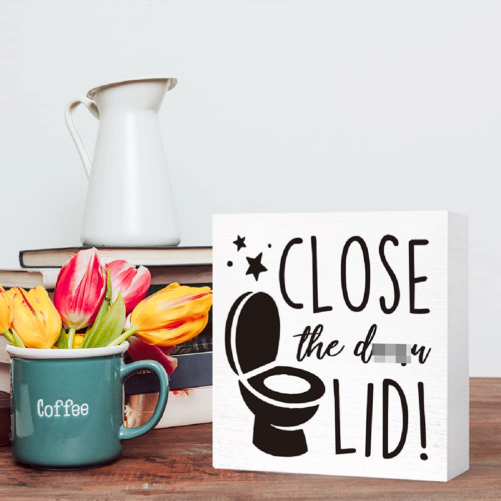 Amazon.com: SJNH Funny Bathroom Wood Sign Close the Damn Lid Wood