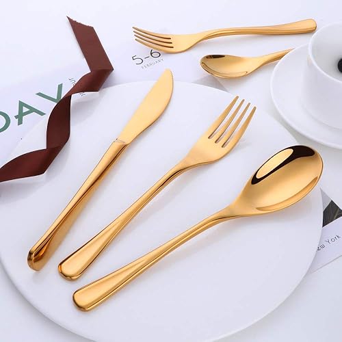 Miniatura 6 de Juego de cubiertos de Dinerware resistente, 20 piezas, color azul, utensilios de cocina de acero inoxidable para 4