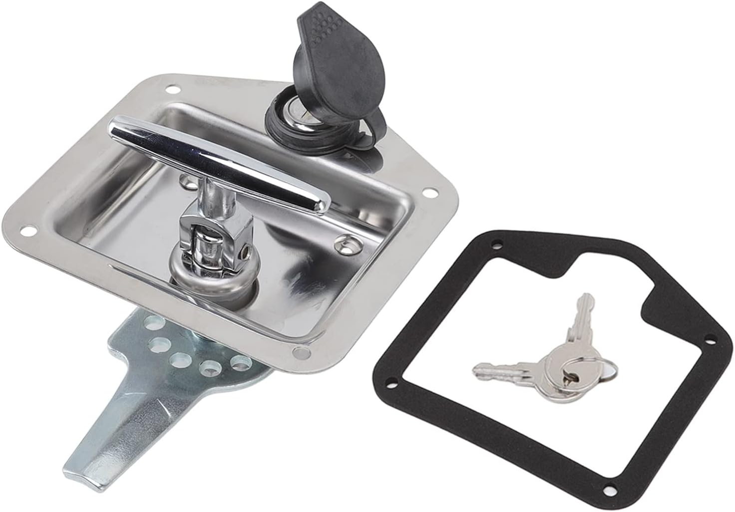 Trailer Door Latch T Handle with Lock, Folding T Handle Latch Tool Box Latch Replacement for Trailer Door RV Camper Truck Bed Toolboxes