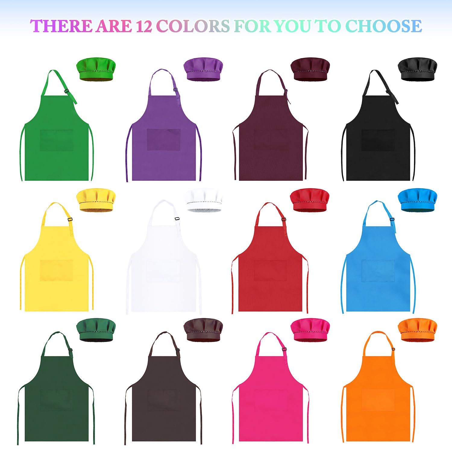 TOPWAYS Kids Apron and Chef Hat Set, Adjustable Children Chef Apron Outfit Costume - Image 3