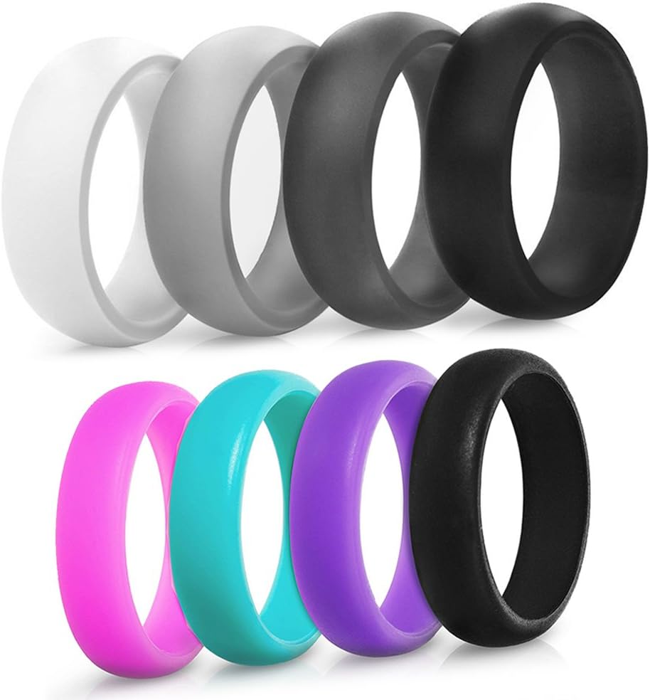 Saco Band Silicone Ring Wedding Band for Men and Women - 4 Pack
