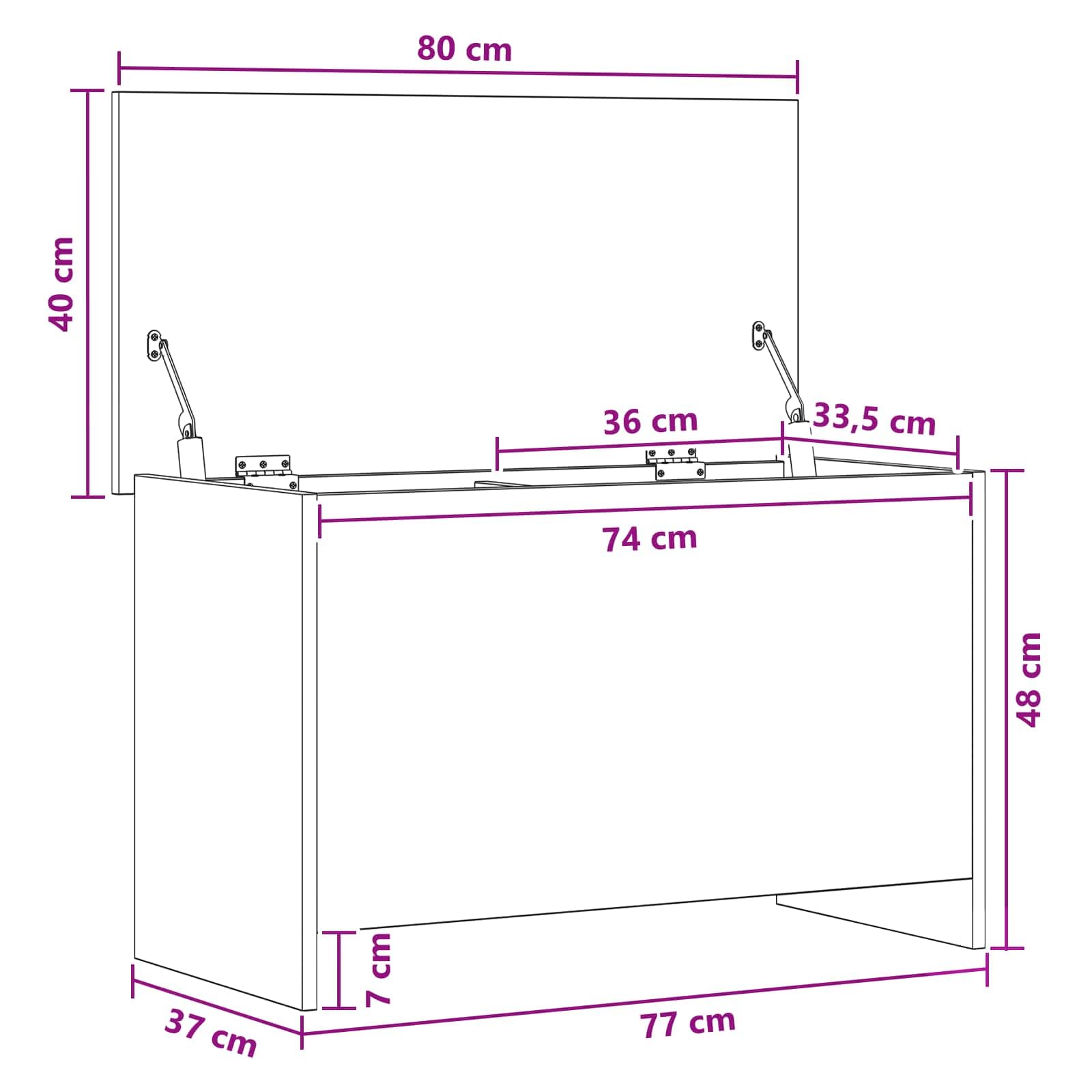 Aufbewahrungstruhe Geräucherte Eiche 80 x 40 x 50 cm | Aus Holzwerkstoff, rechteckiges Design, einfache Montage, pflegeleicht mit feuchtem Tuch