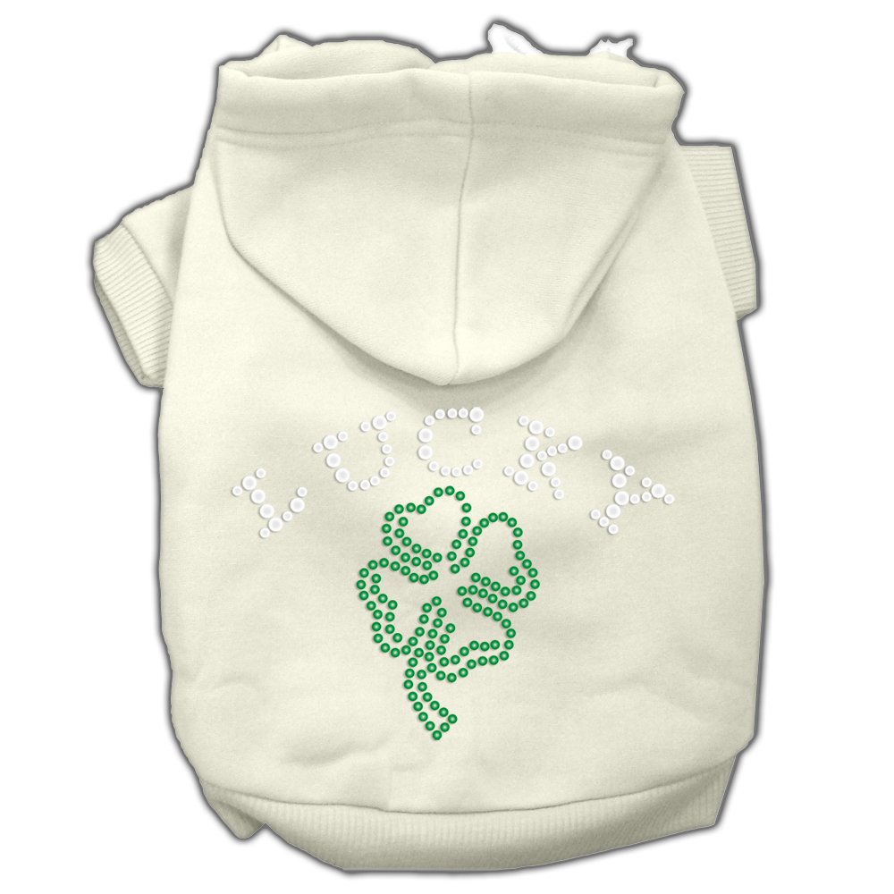 Mirage Pet Products 8-inch Four Leaf Clover Outline Hoodies, X-Small, Cream