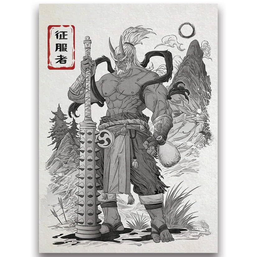 Fantasy North - Ogon - The Indomitable - Japanese Inked Yokai Series - Oni Demon - 100 Textured Matte TCG Card Sleeves