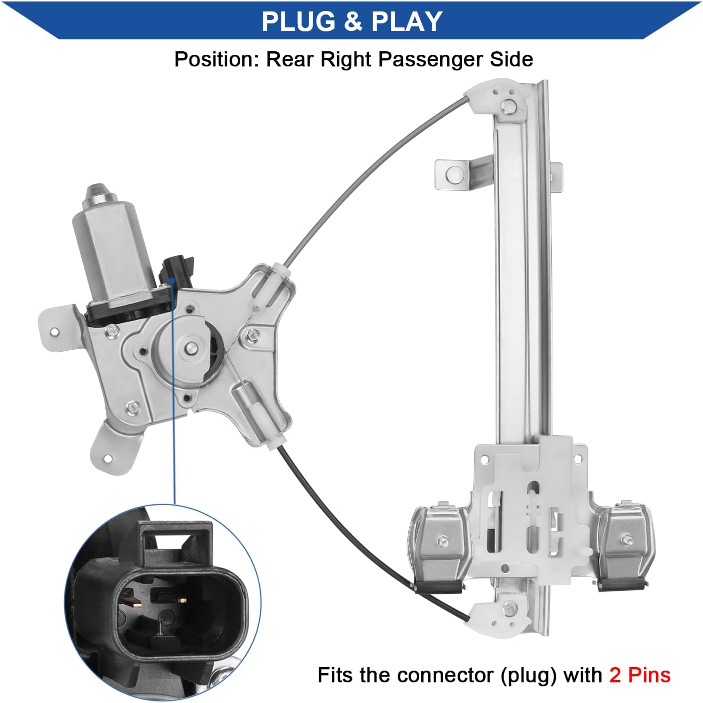Obaee 741-391 Rear Right Passenger Side Power Window Regulator with Motor Compatible with Cadillac Escalade 2007-2014/ Chevrolet Tahoe 2007-2014/ GMC Yukon 2007-2014, Replace OE 15841700, 15883002