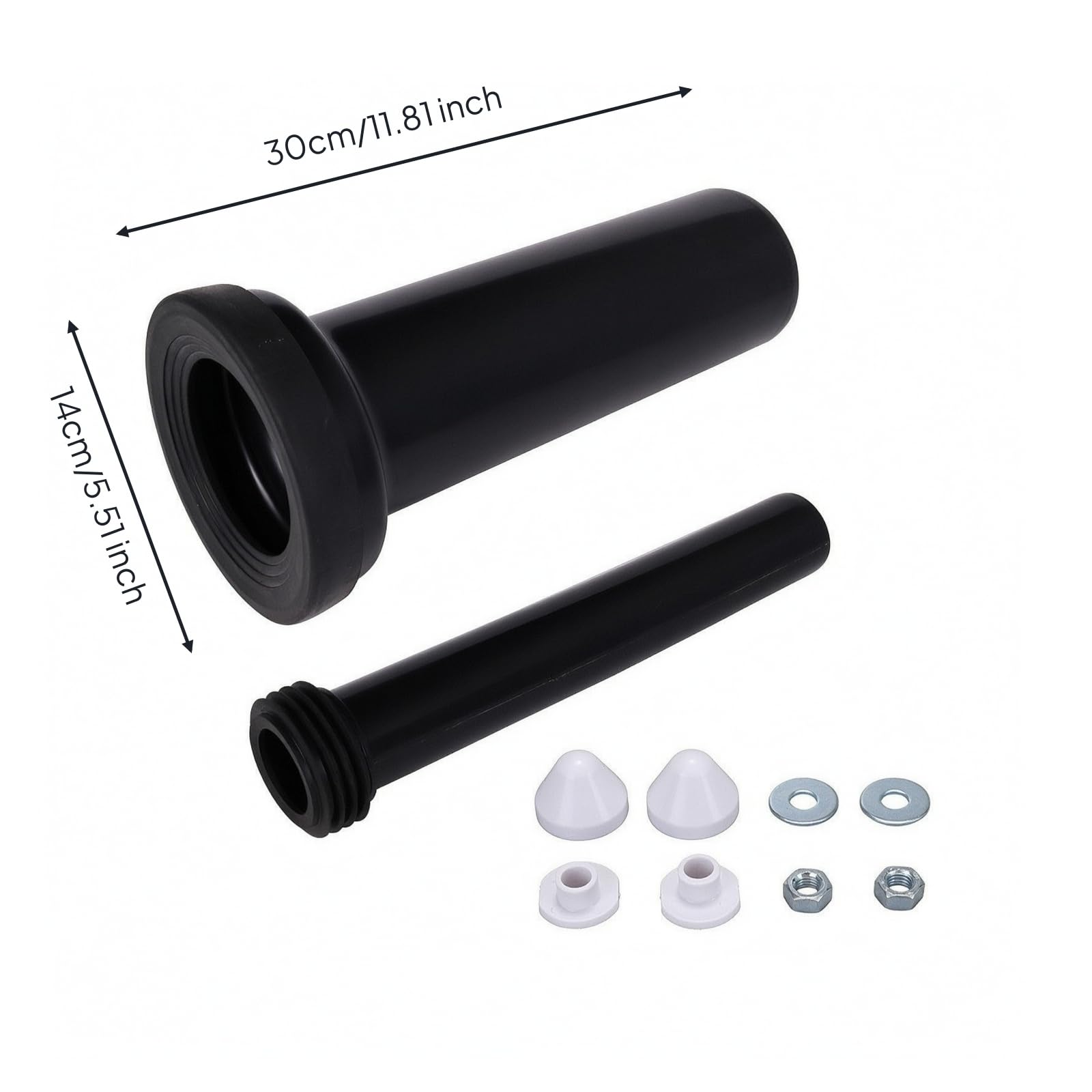 Tubo di Scarico WC Facile da Instre, Tubo Nero Da 30 Cm + Kit Viti 538 G