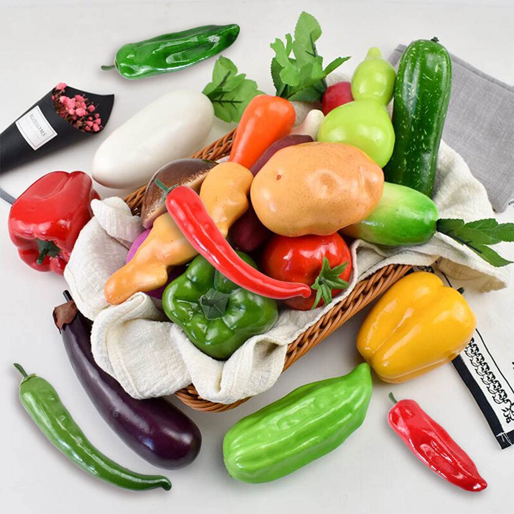 4 Stück Künstliche Chili Paprika - Realistische Kunststoff Gemüse Deko Für Innen & Außen