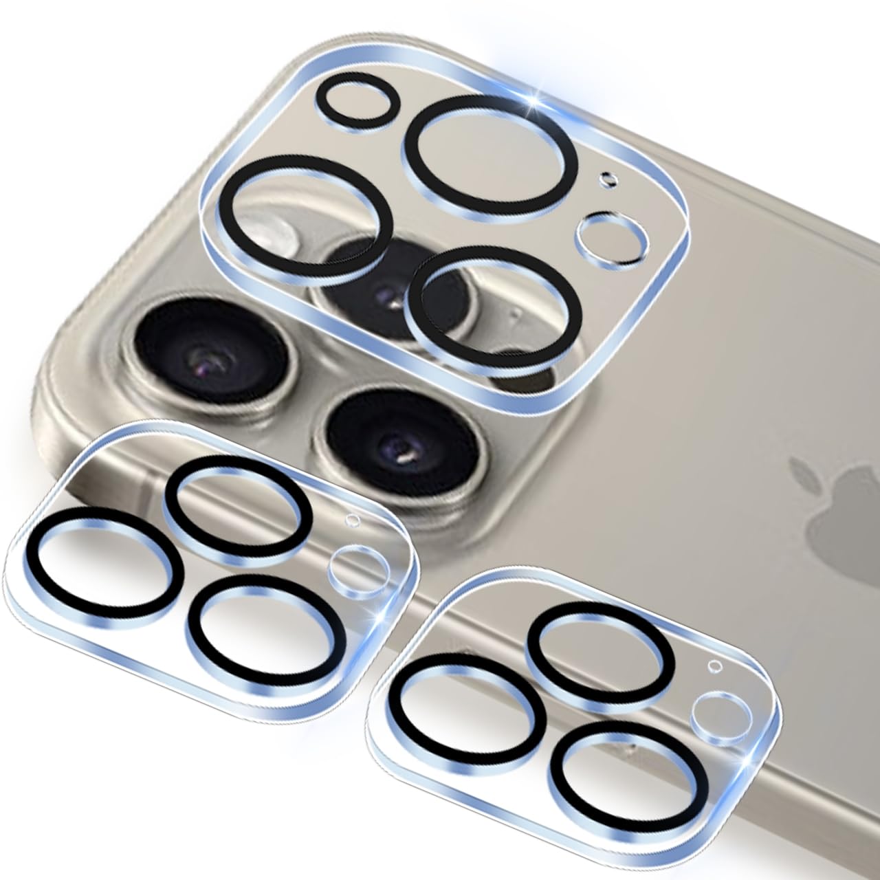 【3枚セット-国産旭硝子素材】 YWXTX 対応 iPhone16 Pro / iPhone16 Pro Max カメラ保護 フィルム 強化ガラス 対応 保護カバー 対応 iPhone16Pro カメラ 対応 アイフォン16プロ / アイフォン16プロマックス レンズフィルム 指紋防止 硬度9H 耐衝撃 キズ防止 露出オーバー防止 高透過率 防滴 防塵 貼り付け簡単 YWXT-JT16PS