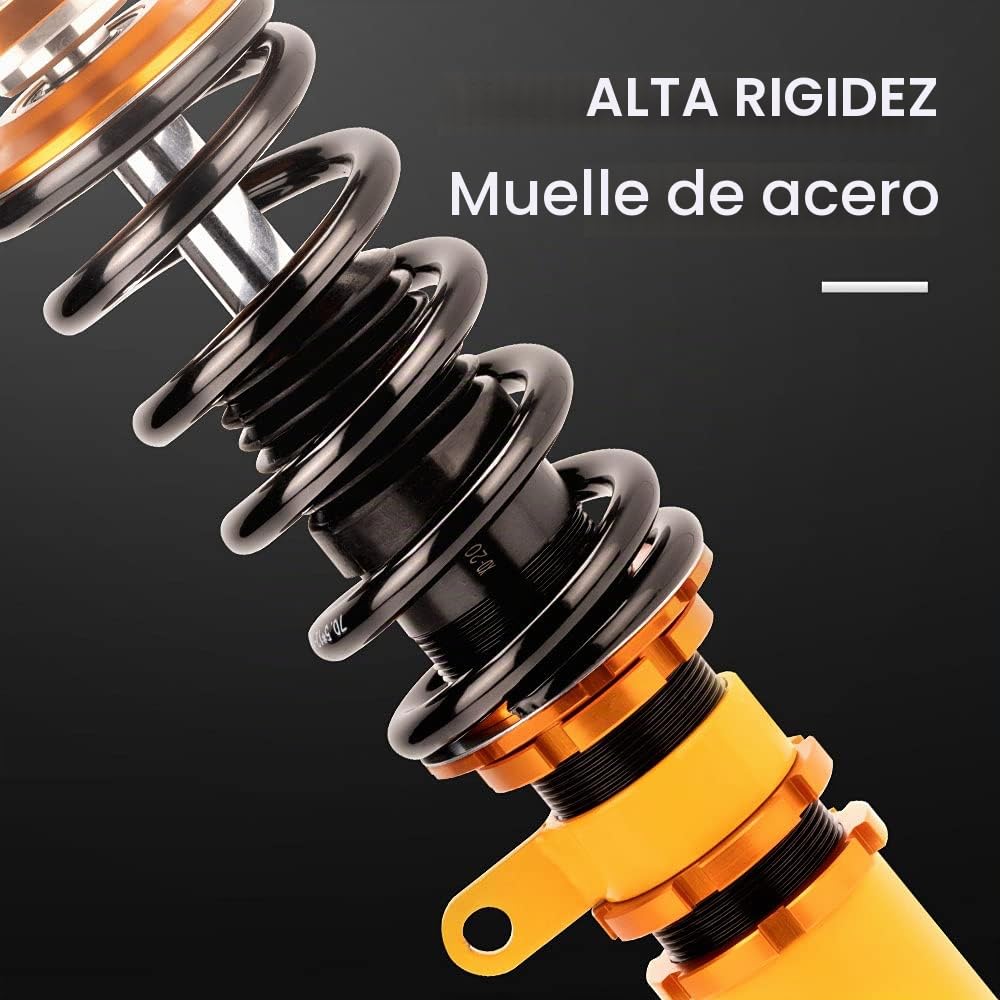 maXpeedingrods Juego de Amortiguadores de Choque Ajustables 2 Piezas Delanteras y 2 Traseras Suspensión de Neumáticos Coches Kit Coilover para E46 3 Series 320i 323i 325 [EU STOCK]