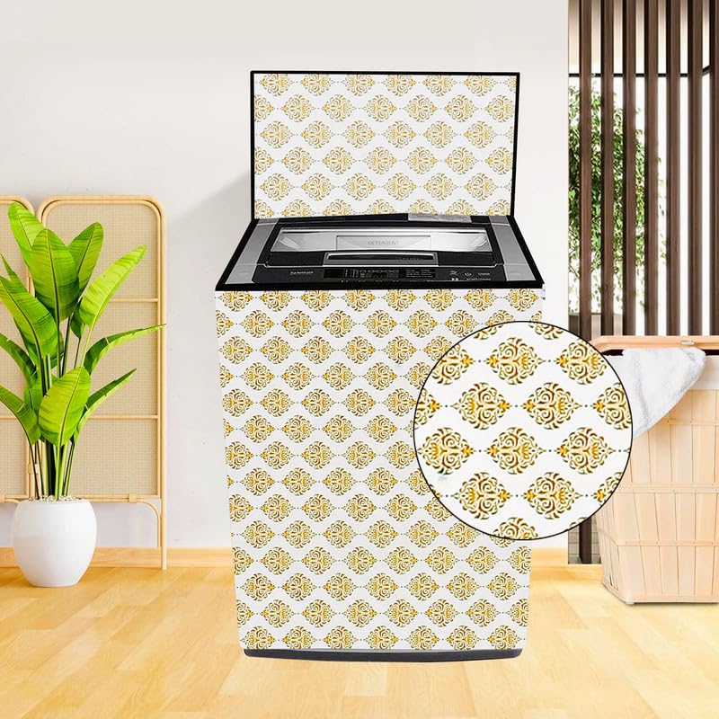Image of Fully Automatic Top Load Washing Machine Cover Suitable For Samsung, Lg, Godrej, Whirlpool 6.5Kg, 7Kg, 7.5Kg, 8Kg, 9Kg, 10Kg, 11Kg (58Dx60Wx94H), Waterproof Cover, Dmass Gold.